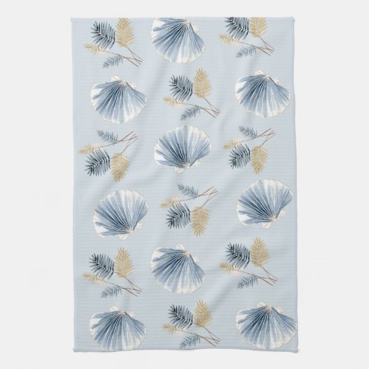 Coastal Shell Botanical | Soft Blue キッチンタオル (縦)