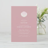 Coastal shell dusty pink baptism Invitation 招待状 (スタンド正面)