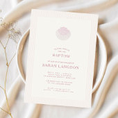 Coastal shell pink striped baptism Invitation 招待状