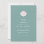 Coastal shell sage green pink baptism Invitation 招待状 (正面)