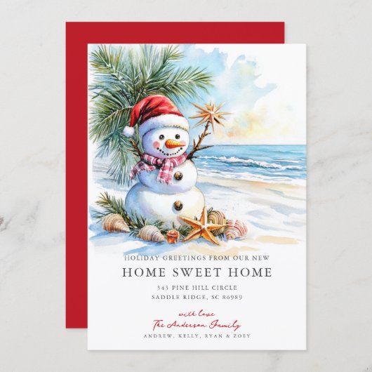 Coastal Snowman Home Sweet Home Card 案内状 (正面/裏面)
