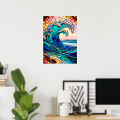 Coastal Stained Glass Art Poster ポスター (ホームオフィス)