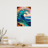 Coastal Stained Glass Art Poster ポスター (キッチン)