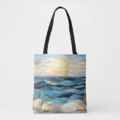 Coastal Stained Glass Ocean Sunset Tote Bag トートバッグ (正面)