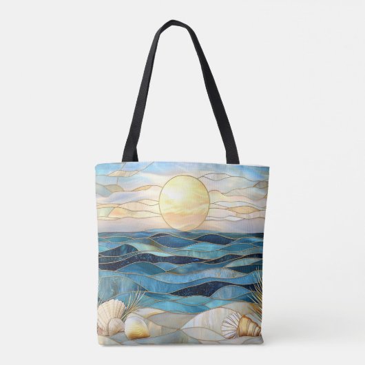 Coastal Stained Glass Ocean Sunset Tote Bag トートバッグ (裏面)