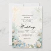 Coastal Starfish Beach Wedding 招待状 (正面)