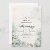 Coastal Starfish Beach Wedding 招待状 (正面/裏面)