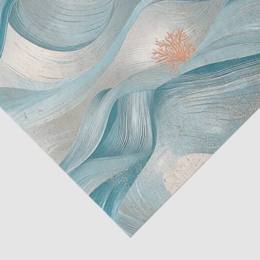 Coastal Starfish on Aqua Sand Waves Pattern (9) 薄葉紙 (詳細)