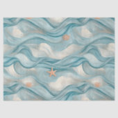 Coastal Starfish on Aqua Sand Waves Pattern (9) 薄葉紙 (正面)