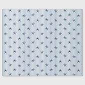 Coastal Starfish & Stripe Mediterranean Navy ラッピングペーパー (フラット)