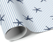 Coastal Starfish & Stripe Mediterranean Navy ラッピングペーパー (ロールコーナー)