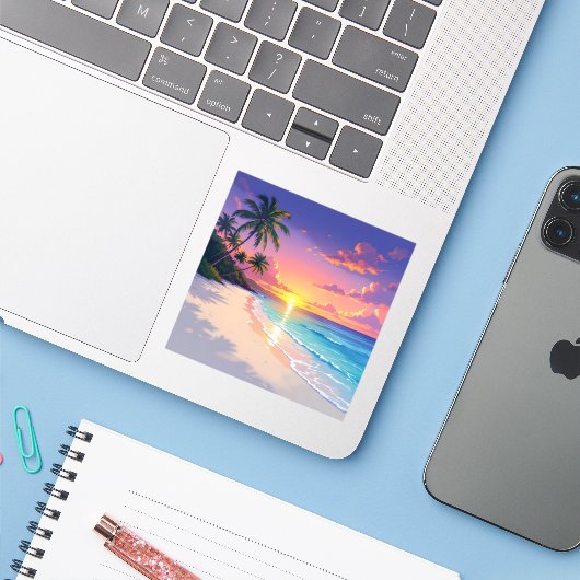 Coastal Stillness - Square Vinyl シール (ノートパソコンとiPhone)