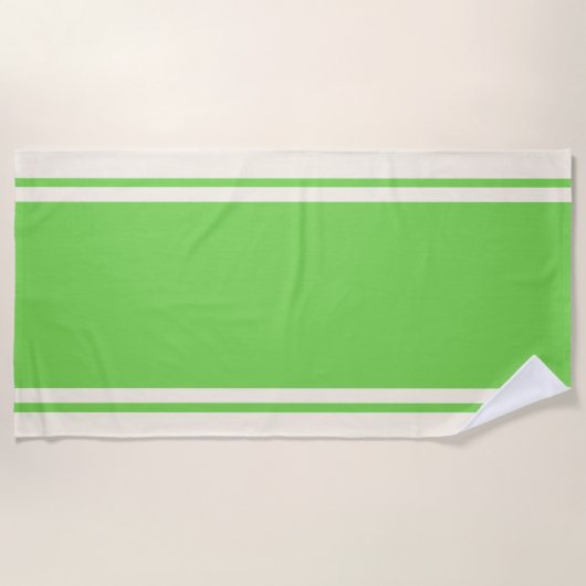 Coastal Stripe Beach Towel - Lime & Cream ビーチタオル (正面)