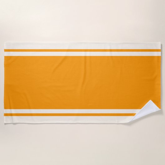 Coastal Stripe Beach Towel - Orange & Cream ビーチタオル (正面)