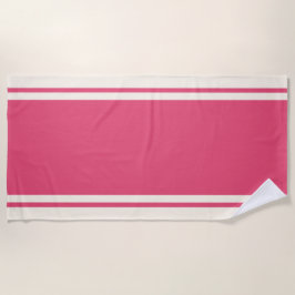 Coastal Stripe Beach Towel - Raspberry & Cream ビーチタオル