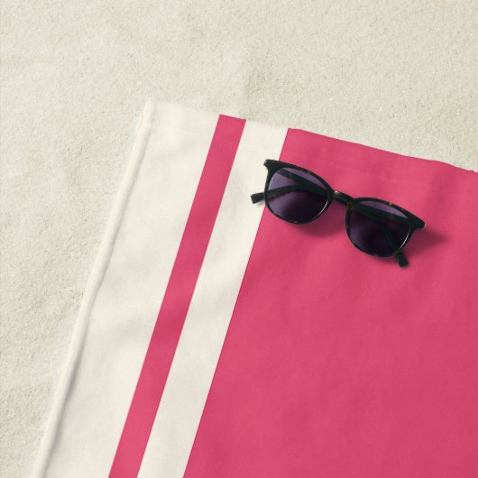 Coastal Stripe Beach Towel - Raspberry & Cream ビーチタオル (インサイチュ)