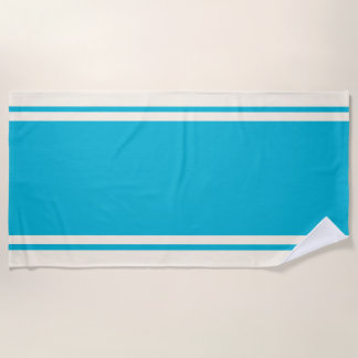 Coastal Stripe Beach Towel - Turquoise & Cream ビーチタオル