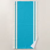 Coastal Stripe Beach Towel - Turquoise & Cream ビーチタオル (正面)