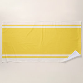 Coastal Stripe Beach Towel - Yellow & Cream ビーチタオル
