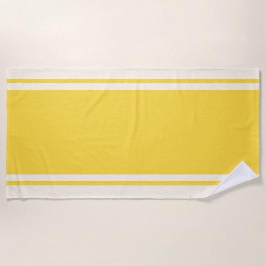 Coastal Stripe Beach Towel - Yellow & Cream ビーチタオル (正面)