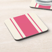Coastal Stripe Coaster - Raspberry & Cream コースター (左側)
