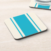 Coastal Stripe Coaster - Turquoise & Cream コースター (左側)