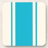 Coastal Stripe Coaster - Turquoise & Cream コースター (正面)