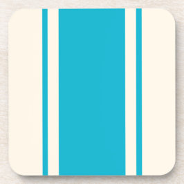 Coastal Stripe Coaster - Turquoise & Cream コースター