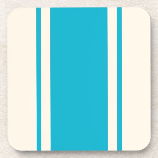 Coastal Stripe Coaster - Turquoise & Cream コースター (正面)
