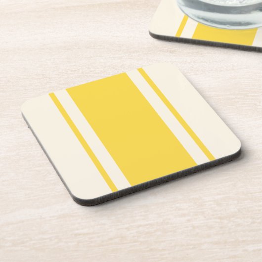 Coastal Stripe Coaster - Yellow & Cream コースター (左側)