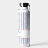 Coastal Stripe Monogram Boat Name Design ウォーターボトル (背面)