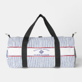 Coastal Stripe Monogram Boat Name Design ダッフルバッグ (正面)
