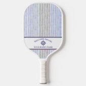 Coastal Stripe Monogram Boat Name Design ピックルボールラケット (正面)
