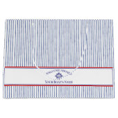 Coastal Stripe Monogram Boat Name Design ラージペーパーバッグ (正面)