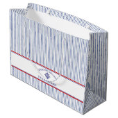 Coastal Stripe Monogram Boat Name Design ラージペーパーバッグ (裏面アングル)