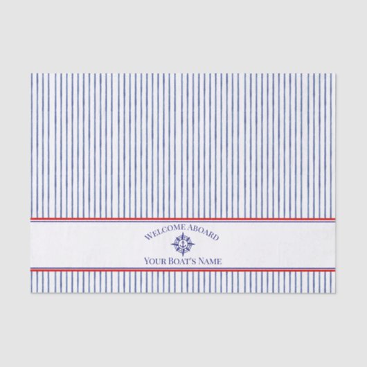 Coastal Stripe Monogram Boat Name Design 薄葉紙 (正面)