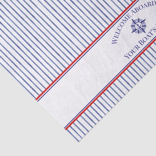 Coastal Stripe Monogram Boat Name Design 薄葉紙 (詳細)