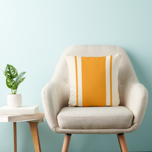 Coastal Stripe Throw Pillow – Orange & Cream クッション (椅子)