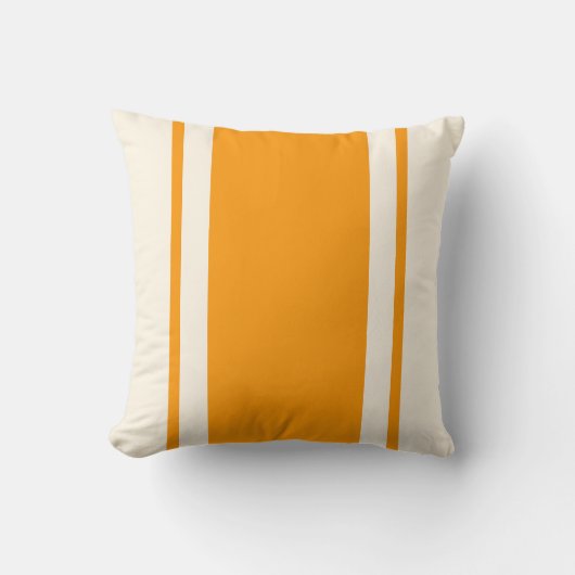 Coastal Stripe Throw Pillow – Orange & Cream クッション (正面)