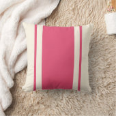 Coastal Stripe Throw Pillow – Raspberry & Cream クッション (ブランケット)