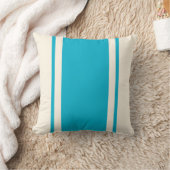 Coastal Stripe Throw Pillow – Turquoise & Cream クッション (ブランケット)