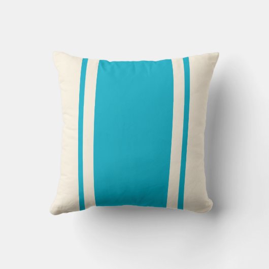 Coastal Stripe Throw Pillow – Turquoise & Cream クッション (裏面)