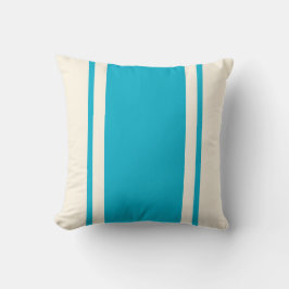 Coastal Stripe Throw Pillow – Turquoise & Cream クッション