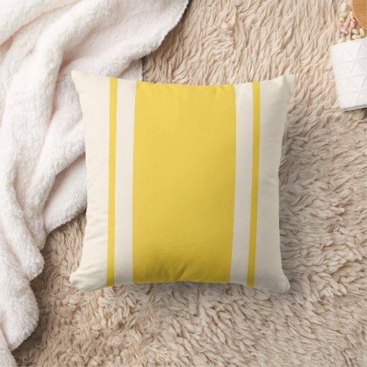 Coastal Stripe Throw Pillow – Yellow & Cream クッション (ブランケット)