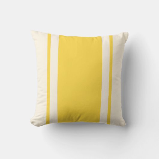 Coastal Stripe Throw Pillow – Yellow & Cream クッション (正面)