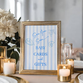 Coastal Stripes Boy Sea You Baby Shower Favor ポスター