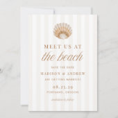Coastal Stripes Shell Beach Wedding セーブザデート (正面)