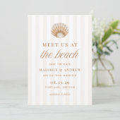 Coastal Stripes Shell Beach Wedding セーブザデート (スタンド正面)
