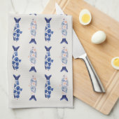 Coastal Style Blue Fish Pattern Shower Curtain キッチンタオル (四つ折り)