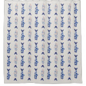 Coastal Style Blue Fish Pattern Shower Curtain シャワーカーテン (正面)